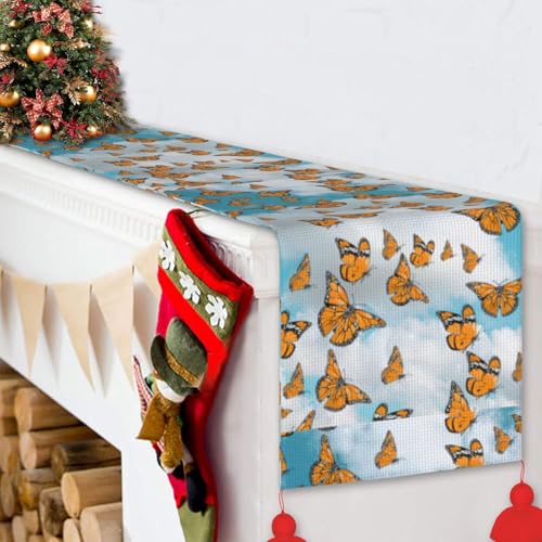 Chemin de table de Noël 35x152 cm avec pompon résistant intérieur extérieur - 7
