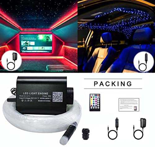 AZIMOM Bluetooth 16W RGBW Fiber Optic Lights Star Ceiling Lighting Kits 450pcs 0.03in 9.8ft Music Sound Activated APP Remote Control Car Home Headliner Decor - Thumbnail 7