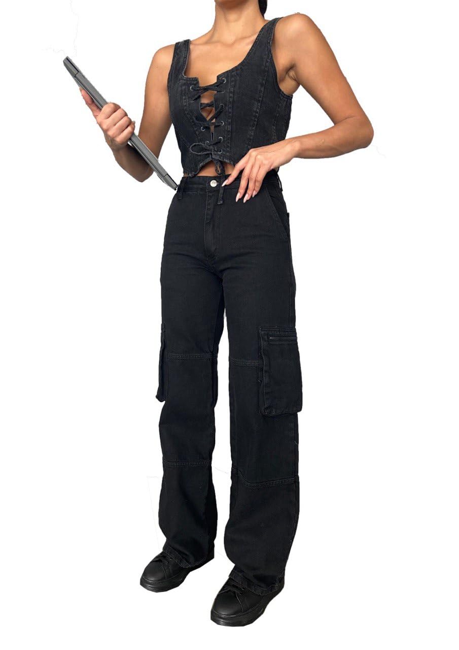 zdnjeans Cargo Pants for Women, Fashionable Cargo Jeans for Women,%100 Cotton Womens Cargo Pants with Pockets