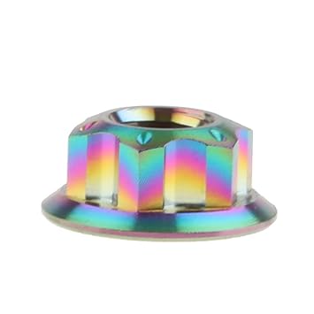 FLAWISH Motorcycle Racing Titanium Hex Head Flange Nuts Screw Colorful M6x1.0