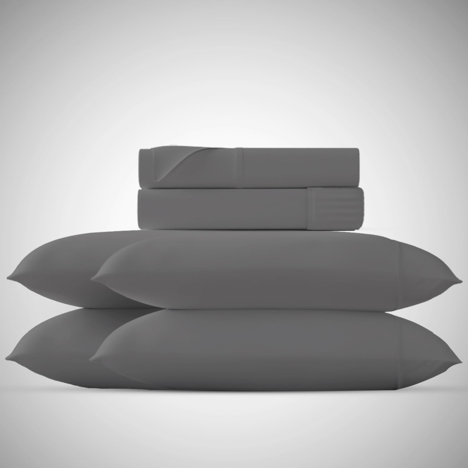 6 Piece Bedding Bundle - 600 Thread Count Extra Long Staple Egyptian Cotton 4 Piece Sheet Set(Queen, Dark Grey) and an Extra Pair of Matching Pillowcases