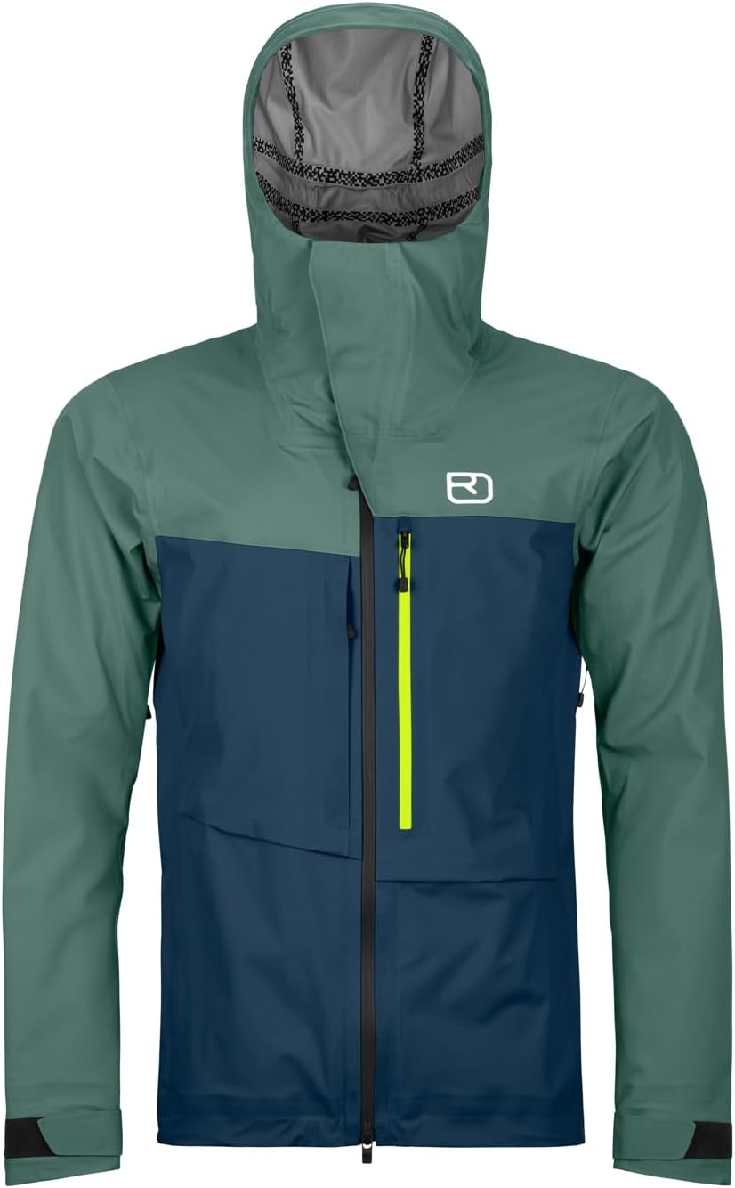 Ortovox Men’s 3L Ravine Shell Jacket | Lightweight Freeride Shell with Ventilation Zips & Storm Hood for Ski Touring