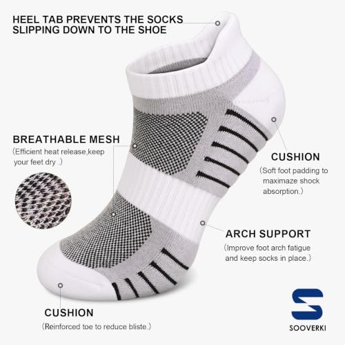 Image of Sooverki Copper Compression Socks Women and Men 6 Pairs - Circulation Arch Support Plantar Fasciitis Running Ankle Socks
