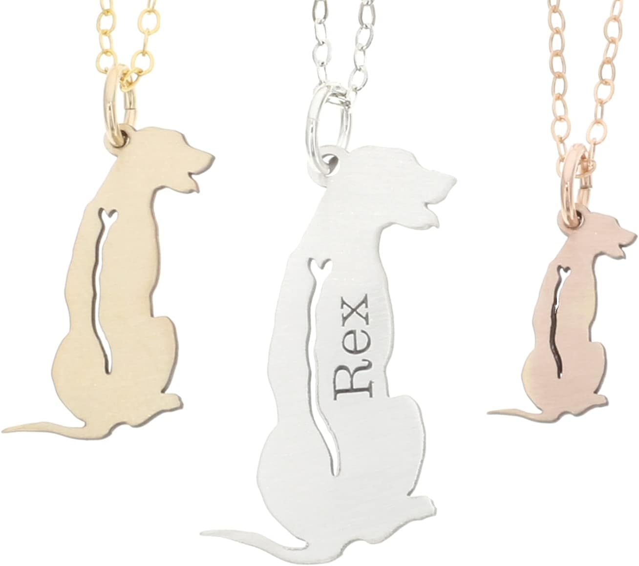 DistinctlyIvy Rhodesian Ridgeback Dog Necklace - IBD - Personalize Name Date - Pendant Size Options - Sterling Silver 14K Rose Gold Filled Charm
