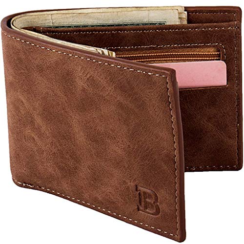 ZYElroy Portefeuille homme PU cuir Bifold Zipper Portefeuilles de poche pour les hommes avec carte de crédit Slots Porte Pouch Cover