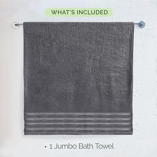 Image of Elegant Comfort 100% Turkish Cotton 4 Lines Viscose Stripe Jumbo Bath Towel - Hotel Spa Quality Extra Large 35 x 70 Inch Bath Towel Ultra Soft, Super Absorbent Quick Dry Large Bath Towel, Gray