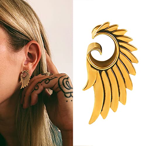 Vankula 2Pcs Free-Wings 316 Stainless Steel Ear Hangers Weight Ear Gauges Piercing Plug Pair Selling 2G Body Jewelry #TOP2