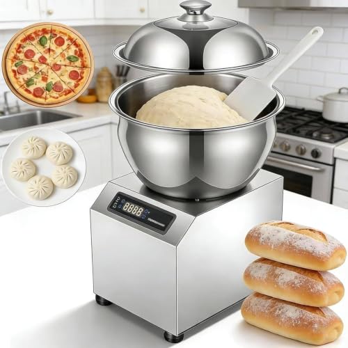 Drmoxin Amasadora Eléctrica Comercial para Harina, Amasadora Espiral De Alta Resistencia para Masas De Pizza Y Pan, con Temporizador Y Función De Calentamiento 5kg