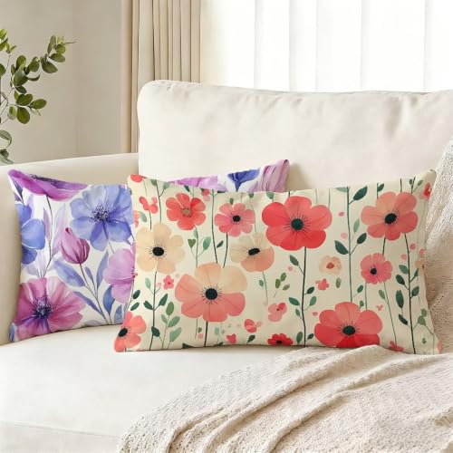 Taie oreiller rouge et violet housse de coussin 40 x 60 cm cadeau maison - 2