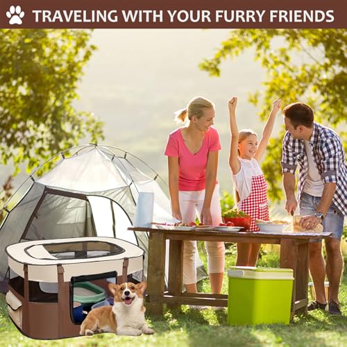 Enclos pour chiots pliable marron pour chatons et lapins