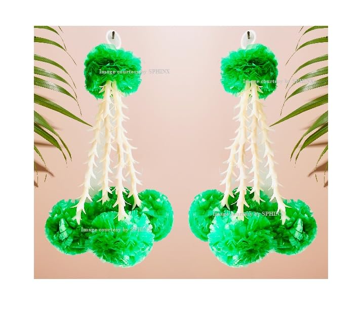 SPHINX Artificial Marigold & Rajnigandha Tassles, Clustered Strings, Decorative Latkans,Easy Simple Backdrop Hangings for Decorations - Green (4L) Approx 20 cms Height, 10 Pieces (B0C9T6J6N7) Amazon Price History, Amazon Price Tracker