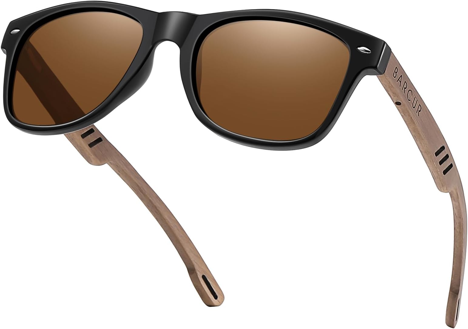 Wood Sunglasses for Men Women Polarized, uv Protection Black Walnut/Zebra Wooden Arms Frame Shades with Case