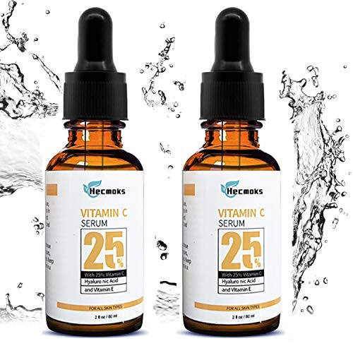 2-Pack Vitamin C Serum for Face - Organic Anti Wrinkle Reducer Formula for Face - Topical Facial Serum with Hyaluronic Acid & Vitamin E, 2 fl oz/ 60ml