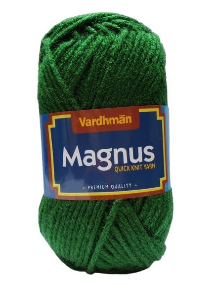 Image of Vardhman Magnus Knitting Yarn 100% Acrylic Bulky 4Ply Yarn (Pack of 1 Ball - 100g) - Knitting & Crochet Yarn for Winter Sweaters, Scarves, Blankets | Hypoallergenic, Hand Wash -Green - Mag010