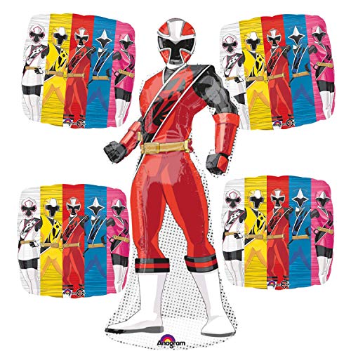 Power Rangers Kids Party Balloons - Set Of 5 Balloon Decorations For A Little Boys Mighty Morphin Power Ranger Birthday Celebration Theme