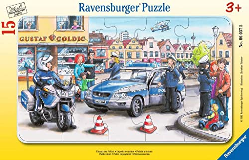 Ravensburger Kinderpuzzle - 06037 Einsatz der Polizei - Rahmenpuzzle für Kinder ab 3 Jahren, mit 15 Teilen Ravensburger Kinderpuzzle - 06037 Einsatz der Polizei - Rahmenpuzzle für Kinder ab 3 Jahren, mit 15 Teilen