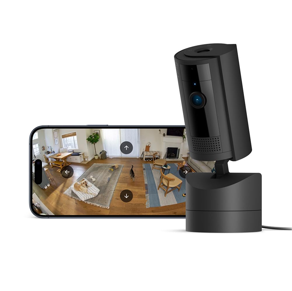 Videocamera interna inclinabile Ring (Pan-Tilt Indoor Camera) | Videocamera di sicurezza plug-in | Panoramica 360°, inclinazione 169° | Ring Protect: 30 gg. prova gratuita