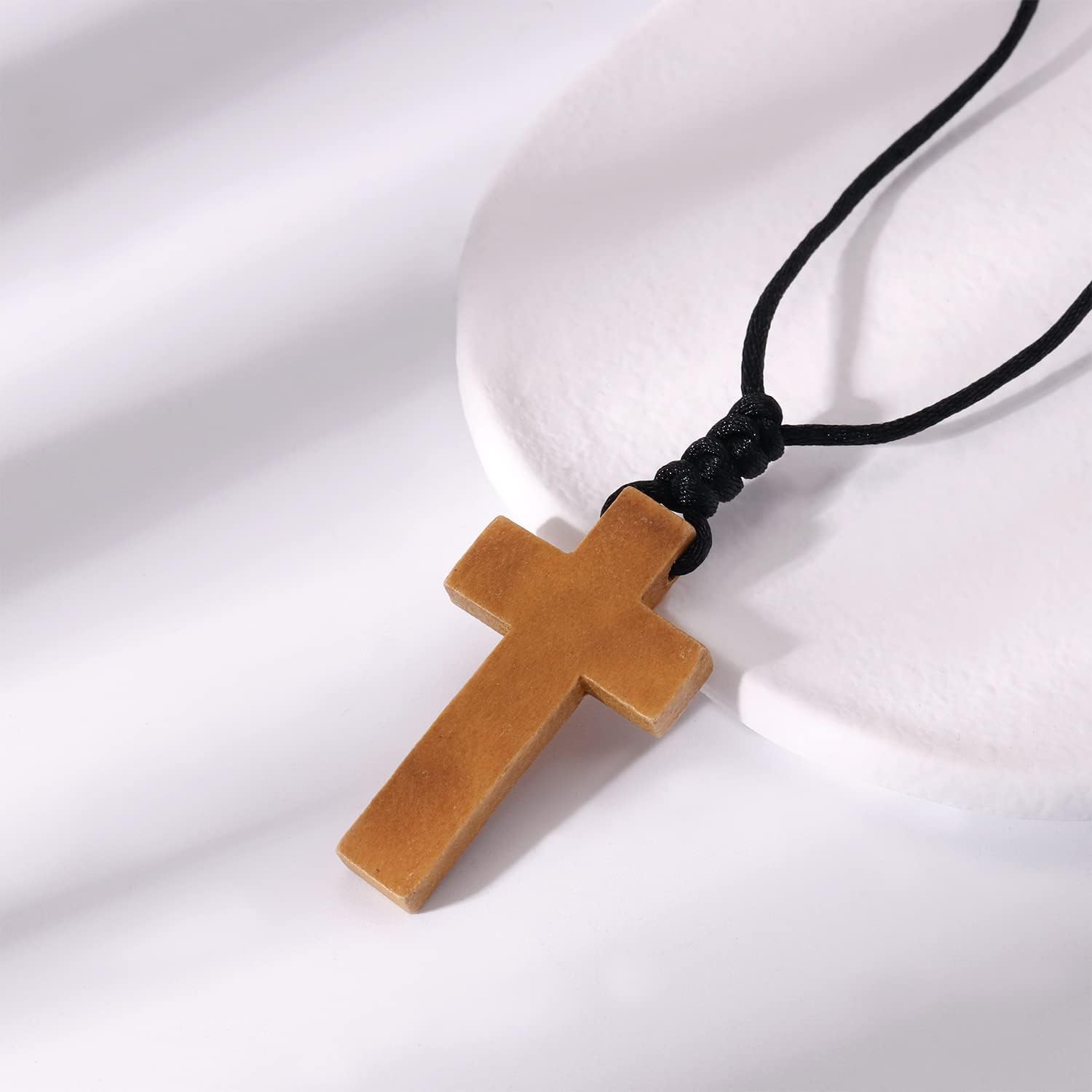 Natural Wood Cross Pendant Necklace for Men Women， Cross for Car Mirror Pendant,Wooden Cross Necklace Gift - Image 3