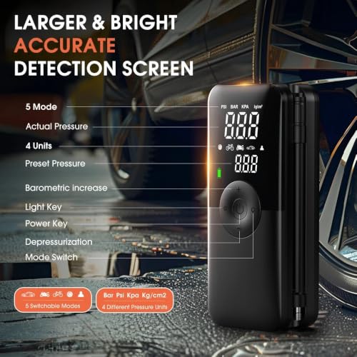 Compresor portátil para evitar imprevistos en carretera con inflador recargable 7