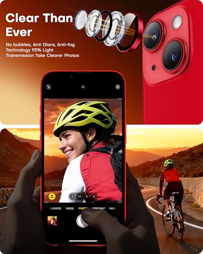 Image of TOCOL Camera Lens Protector for iPhone 14 / iPhone 14 Plus Tempered Glass HD Individual Scratch Resistant Camera Cover Accessories Case Friendly 2 Pack(Red)