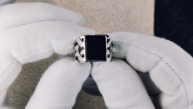 KsrModa Sterling Silver Rings for Men with Black Onyx Stone