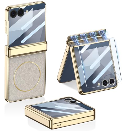 Coque de luxe pour Galaxy Z Flip 7 en cuir premium plaqué et dos magnétique