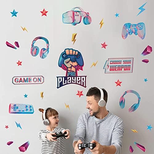36Pcs Game Glow in the Dark Stickers,Video Game Wall Stickers,Controller Wall Decals,Gamer Wall Stickers xbox,Removable Video Game Wall Mural for Boys Bedroom Men Kids Playroom Gaming Room Decorations 2 51b8CQfpFwL. AC