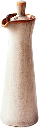 Botella dispensadora de cerámica de aceite de oliva, adecuada para almacenamiento de aceite, vinagre, salsa de soja, 120ml / 4oz - Beige