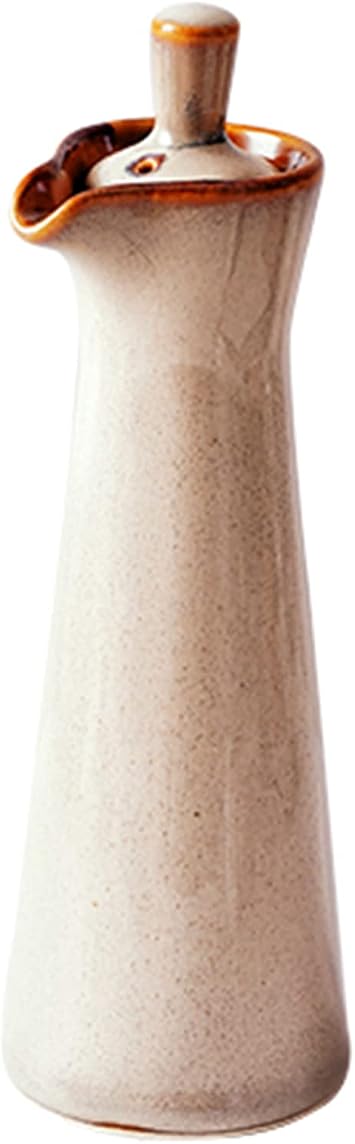 Small Ceramic Olive Oil Dispenser Bottle for Storage Of Oil, Vinegar, Soy Sauce, 120ml / 4oz - Beige