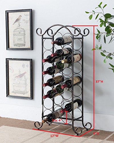 Kings Brand Furniture - Brushed Copper Floor Freestanding Metal Wine Rack, Wine Bottle Holder Stands - Holds Up To 21 Bottles #TOP1