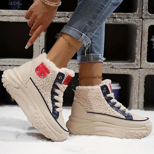 High Top Sneakers for Women Casual Winter Warm Platform Sneakers with Faux Fur Fleece Lining2