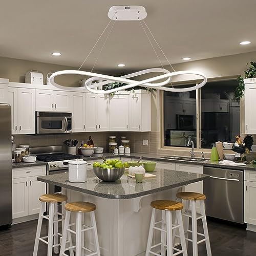 Image of Led Pendant Lights for Kitchen Island Pendant Light Dining Room Chandelier Light Fixture, Dimmable Modern Led Chandelier,Adjustable Height Music Note Shape Modern Ceiling Light Fixture