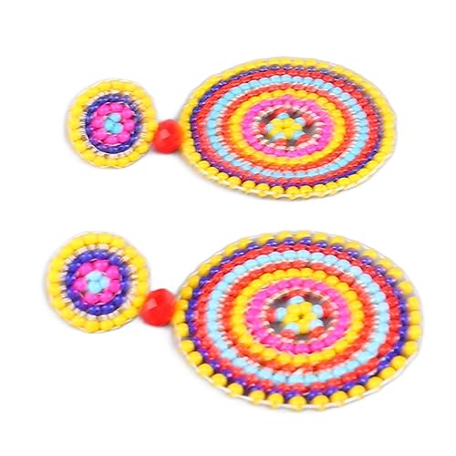 Brincos de Miçangas de Semente, Flor de Sol, Redondo, Estilo étnico, Círculo de Gota para Miçangas d