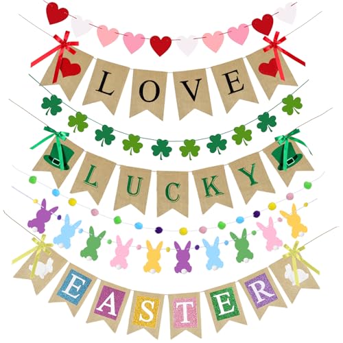 Hahafelt 9 Pcs Felt Seasonal Decorations Felt Valentine's Day Banner