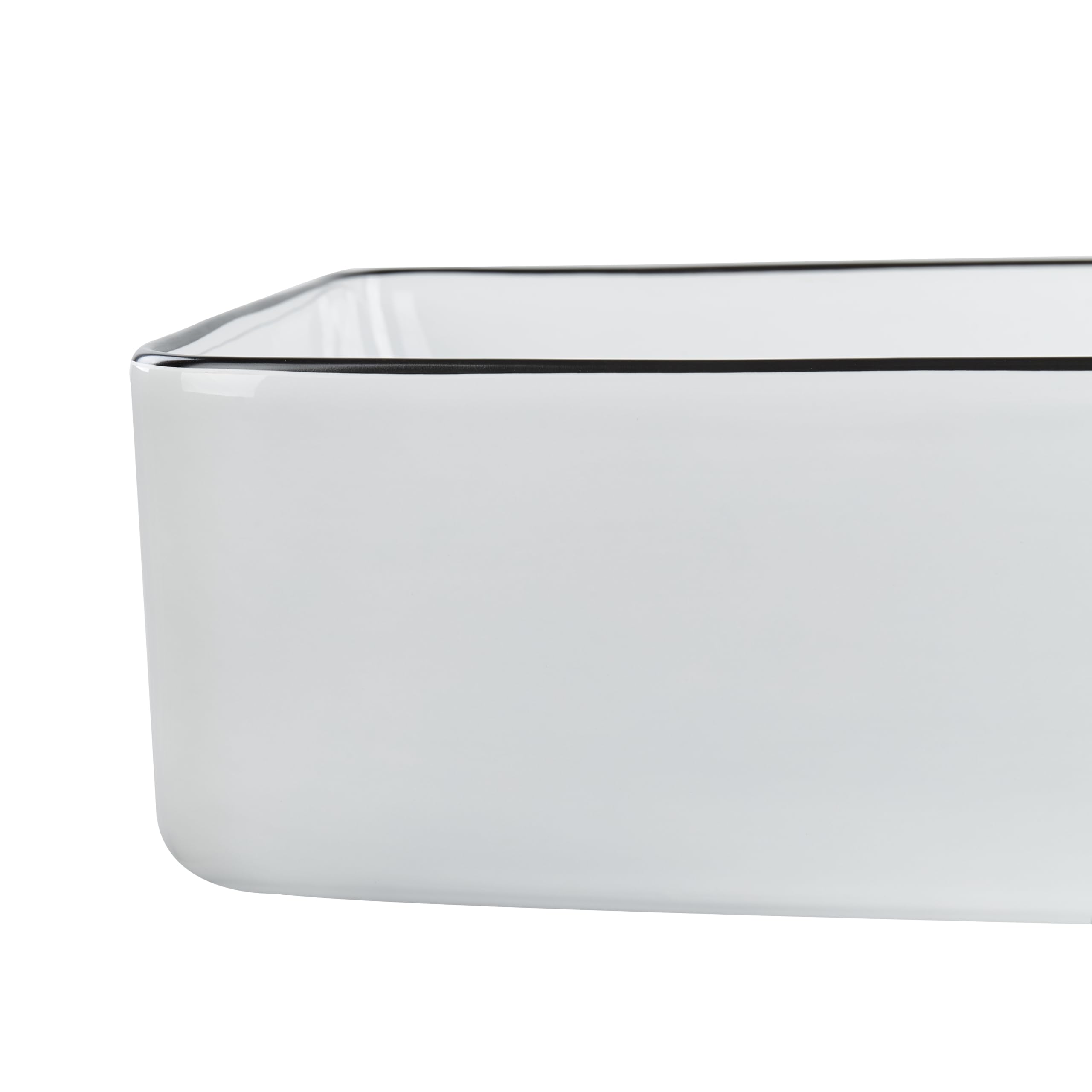 Aufsatzwaschbecken Keramik weiß rechteckig 61x35 cm schwarzer Rand modern Xert