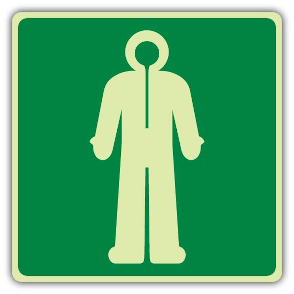 V Safety - Señal antiexposición de traje que brilla en la oscuridad, formato de símbolo, 450 x 450 mm, hecho de plástico rígido de doble brillo, señalización de primeros auxilios, fabricado en Gran