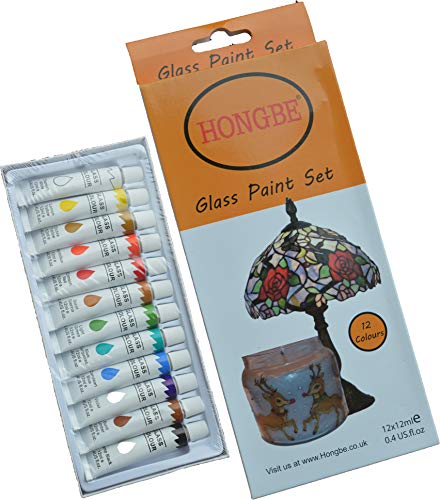 HONGBE 12ml Tubes Glass Paint 12 Tubes + 1 Out Liner