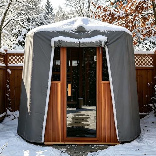 Image of LTCCDSS 4-Person Outdoor Hillside Roof Sauna Cover, Waterproof Dustproof Shield | 3-Layer Oxford Cloth, Hook & Loop Roll-Up Door, Heat Retention, Fits Sauna Up to 68.1 * 52.4 * 82.7 Inch