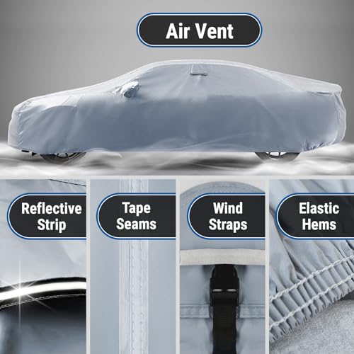 Image of iCarCover Premium Car Cover for 2004-2017 BMW 5-Series Sedan Heavy Duty Waterproof All Weather Automobiles Custom Fit Full Exterior Indoor Outdoor UV Snow Rain Protection Covers (Stripe - Gray /Black)