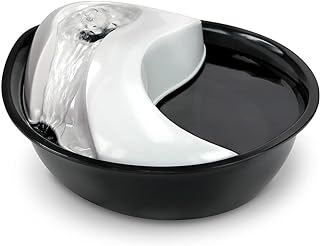 Pioneer Pet Raindrop Fountain, Pet Drinking Fountains (60 oz., Plastic -Black & White)