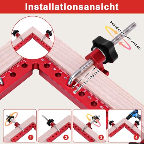 Abrazadera angular Wamzolio de aluminio resistente para ensamblajes perfectos de madera 4