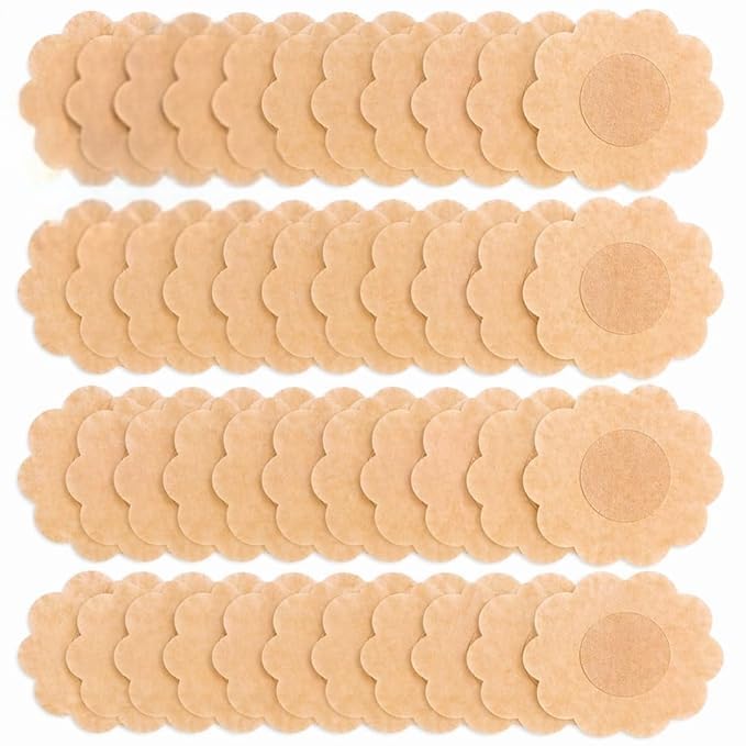 40 Pcs Nipple Covers Disposable Nipple Breast Covers for Women Breast Pasties Nipple Cover Sticker Flower and Round Pasties Bronze-image-13