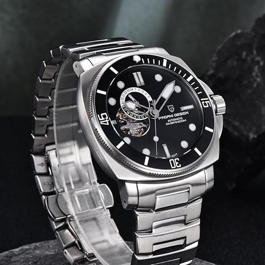 Image of Pagani Design 1736 Men's Watch Men's Automatic Watch NH39 Automatic Movement Sapphire Crystal Stainless Steel Strap 200M Water Resistant Multifunction Chronograph Business Sports Watch