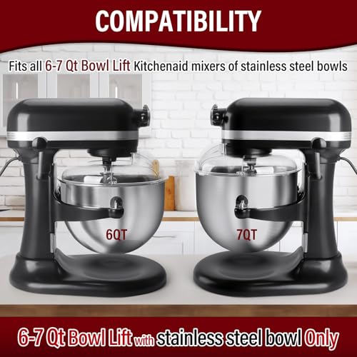 Image of Pouring Shield for KitchenAid Stand Mixers Bowl Lift 6-7 QT Stainless Steel (Only),Safety Pouring Shield,Splatter Guard for Kitchen aid Mixer Bowl,Kitchen aid Accessories and Attachments