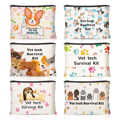 Kacctyen 12 Pcs Veterinarian Gift Vet Tech Makeup Bag for Women Animal Rescue Gift Veterinary Technician Cosmetic Bag for Doctor Veterinarian Vet Tech Veterinary Medicine Present
