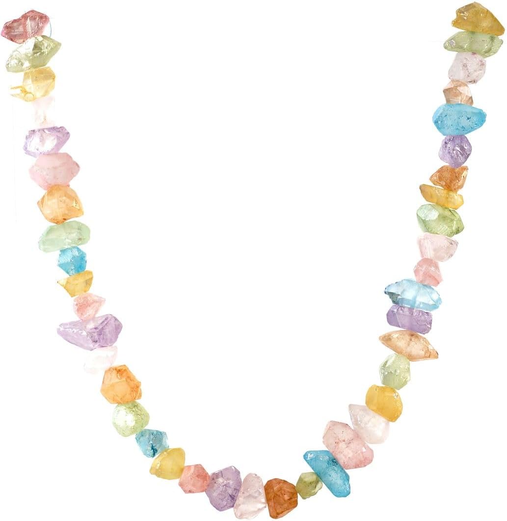 Adabele 15 Inch Natural Raw Healing Crystal Quartz Nugget Drilled Gemstone Loose Beads Rose Pink AB Titanium Coated Chakra Gem Stone Spacer for Jewelry Craft Making GA-B8 - Image 6