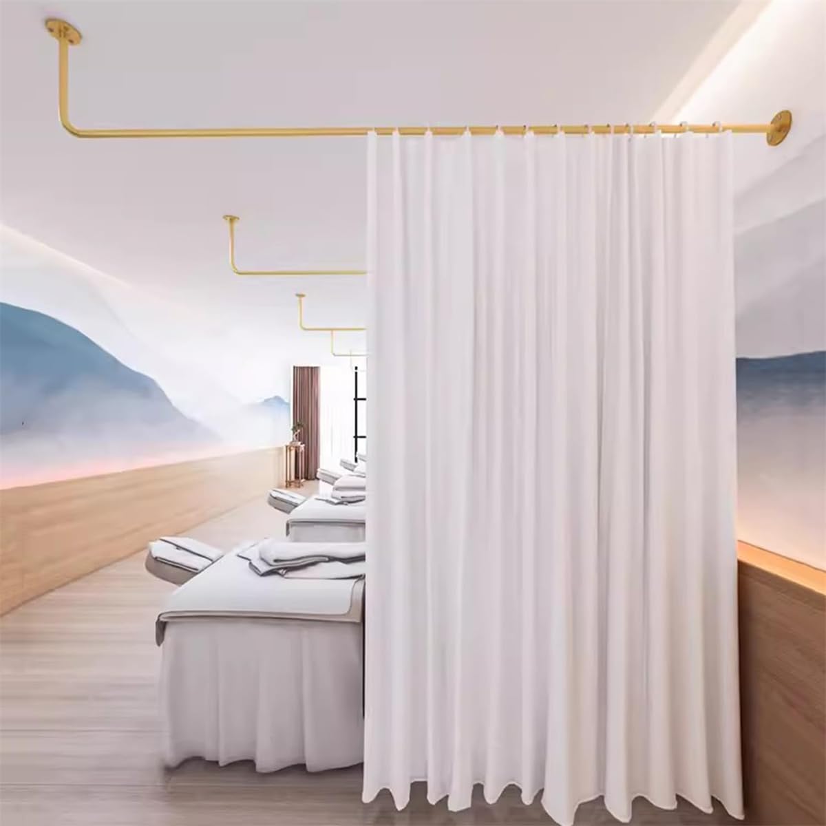 Séparateur de pièce pour salon de beauté : fixez vos rideaux sans travaux