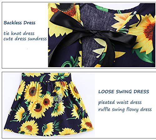 ASHER FASHION Kids Toddler Summer Sleeveless Dress Backless Sunflower Dress Cute Printed Sundress3