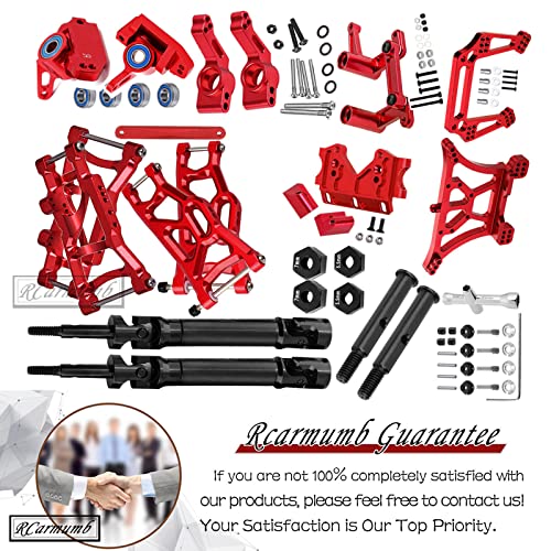 Rcarmumb Upgrades Part For 1/10 Rustler 2Wd Vxl, Drive Shaft Cvd,Front Axles,Alloy Caster Block,Steering Blocks,Stub Axle Carriers,Suspension Arm,Steering Bellcranks,Shock Tower,Bulkhead,Red #TOP6