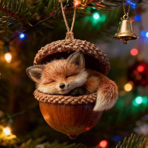 Lustiger Weihnachtsbaumschmuck Waldtier, 2026 Neu 2D Waldtiere Eicheln...